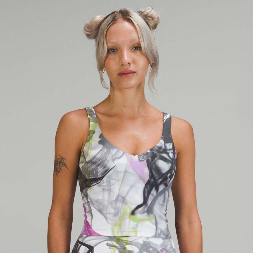 Lululemon Throwback Print Align Tank Top - 14 Unicorn Throwback White Multi